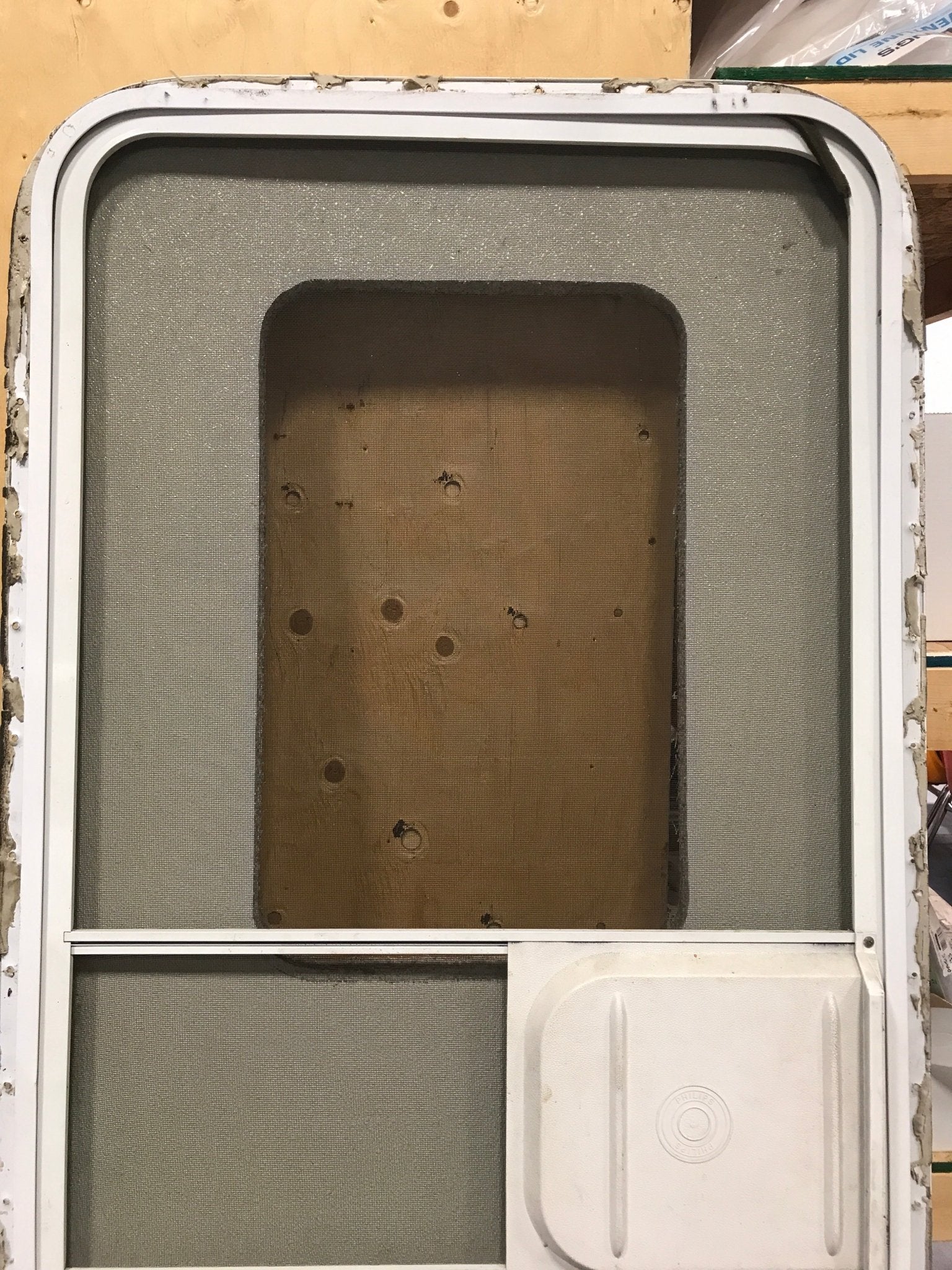Used RV Radius Corner Entry Door 29 1/2" W x 72 1/4" H - Young Farts RV Parts