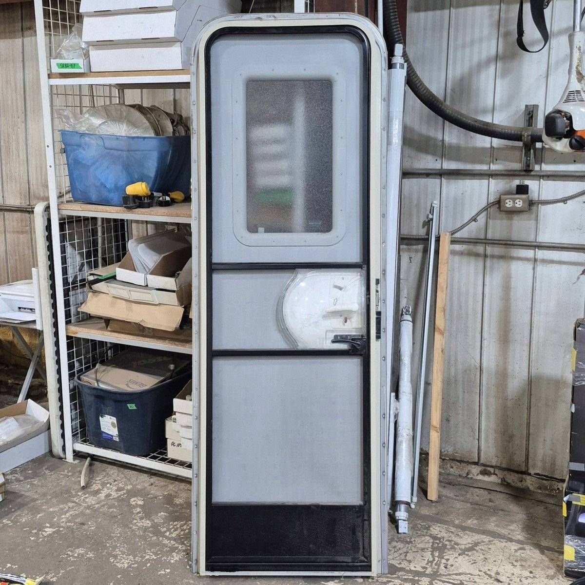 Used RV Radius Entry Door - 75 1/2" X 24" - Young Farts RV Parts