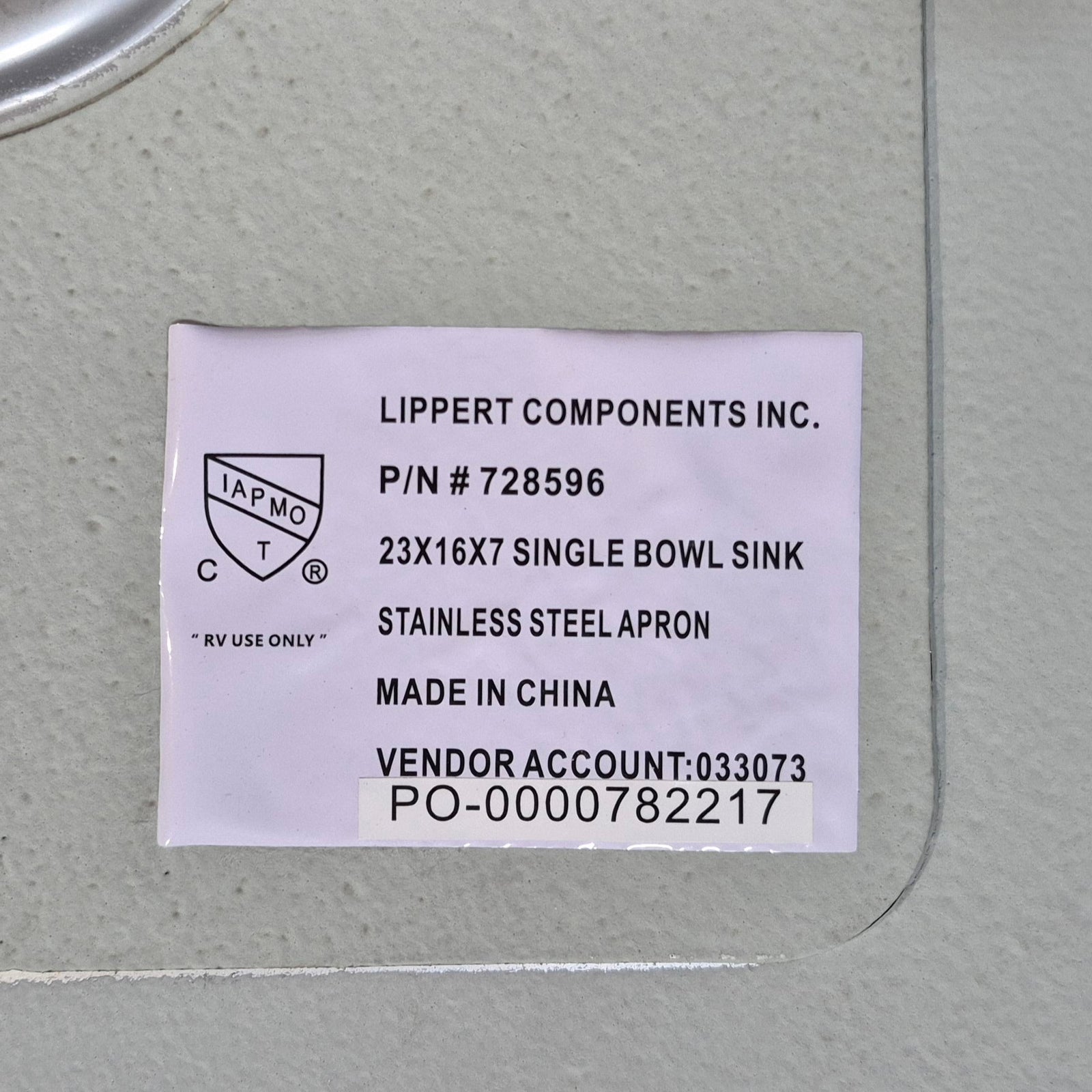 Used RV Single Kitchen Sink 23” W x 16” L - Young Farts RV Parts