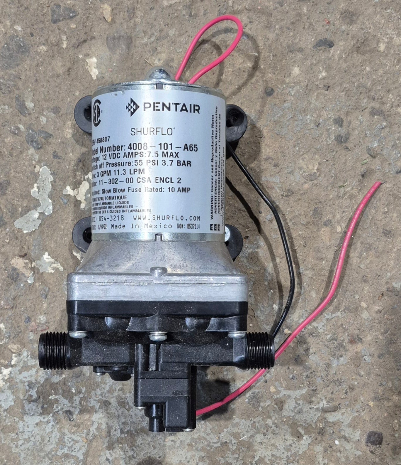 Used SHURflo Water Pump Motor Assembly 4008 - 101 - A65 - Young Farts RV Parts