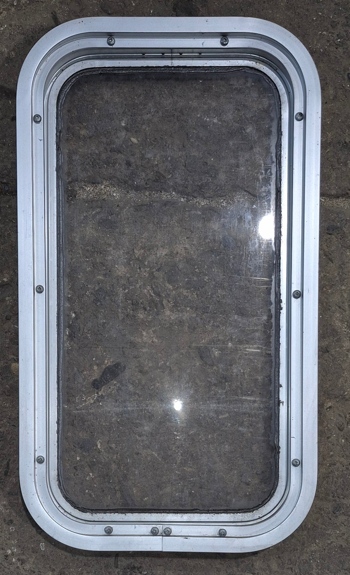 Used Silver Entry Door Window : 23 1/4" x 13 1/4" - Young Farts RV Parts