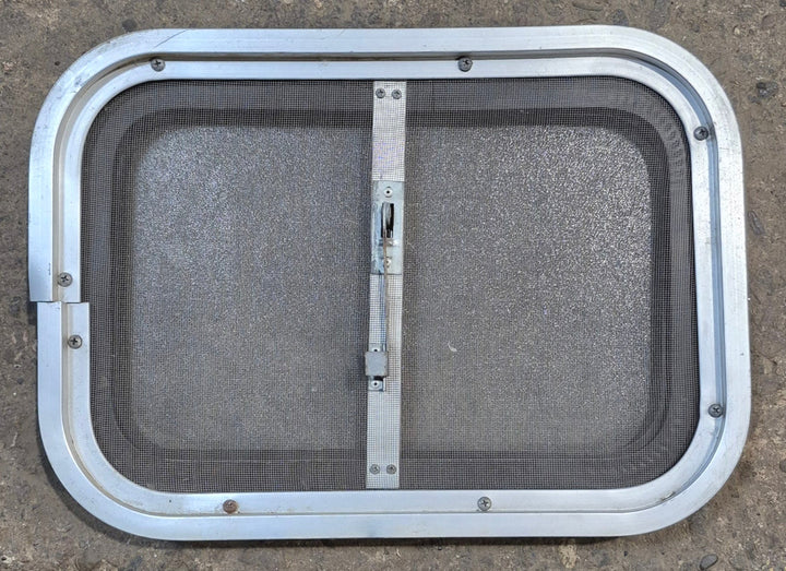 Used Silver - ish Radius Opening Window : 16 1/2 x 11 1/4" x 2" D - Young Farts RV Parts