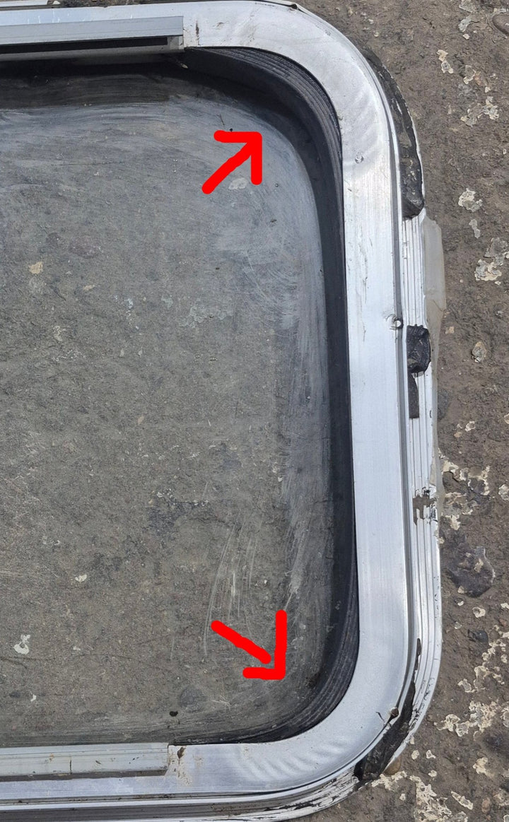 Used Silver Radius Opening Window : 29 1/4 X 14 1/4 X 2" D - Young Farts RV Parts