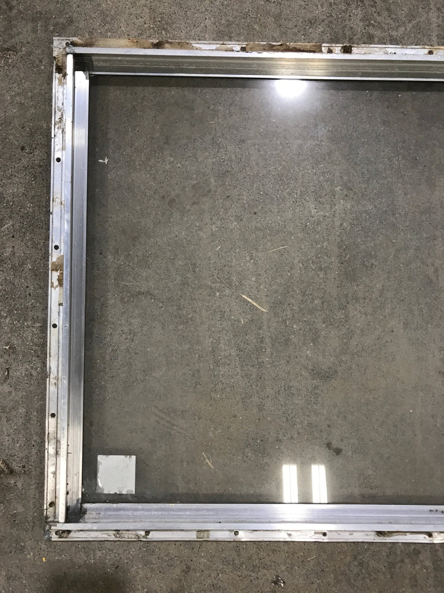 Used Silver Square Non - Opening Window: 28 3/4" W x 18 1/4" H x 1" D - Young Farts RV Parts