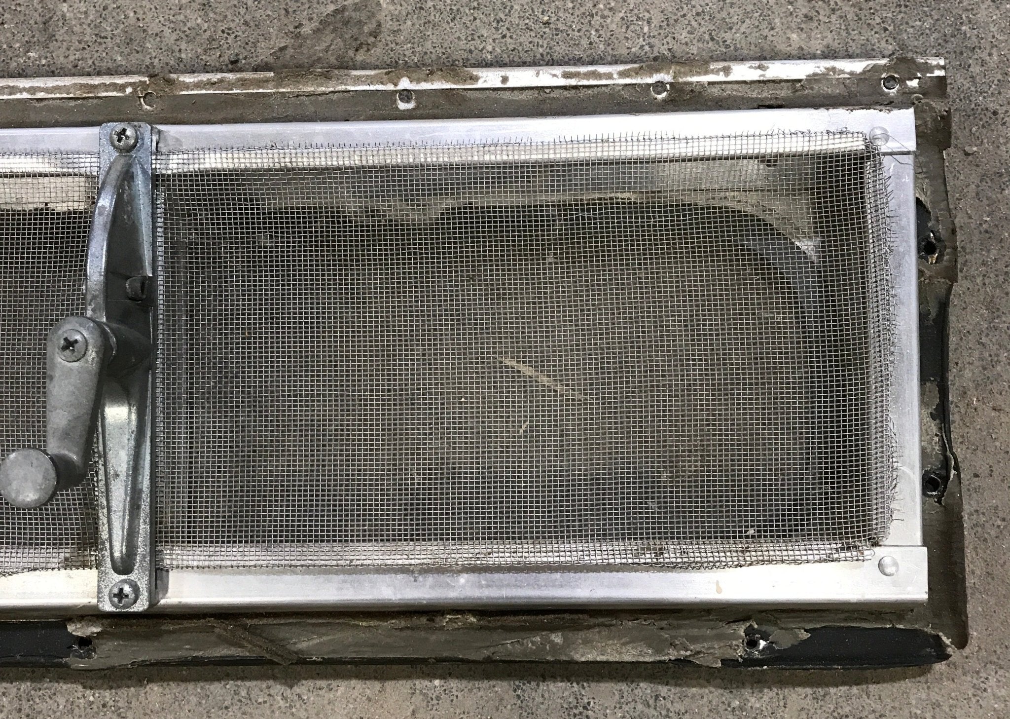 Used Silver Square Opening Window: 17 3/4" W x 5 1/2" H x 3/4" D - Young Farts RV Parts