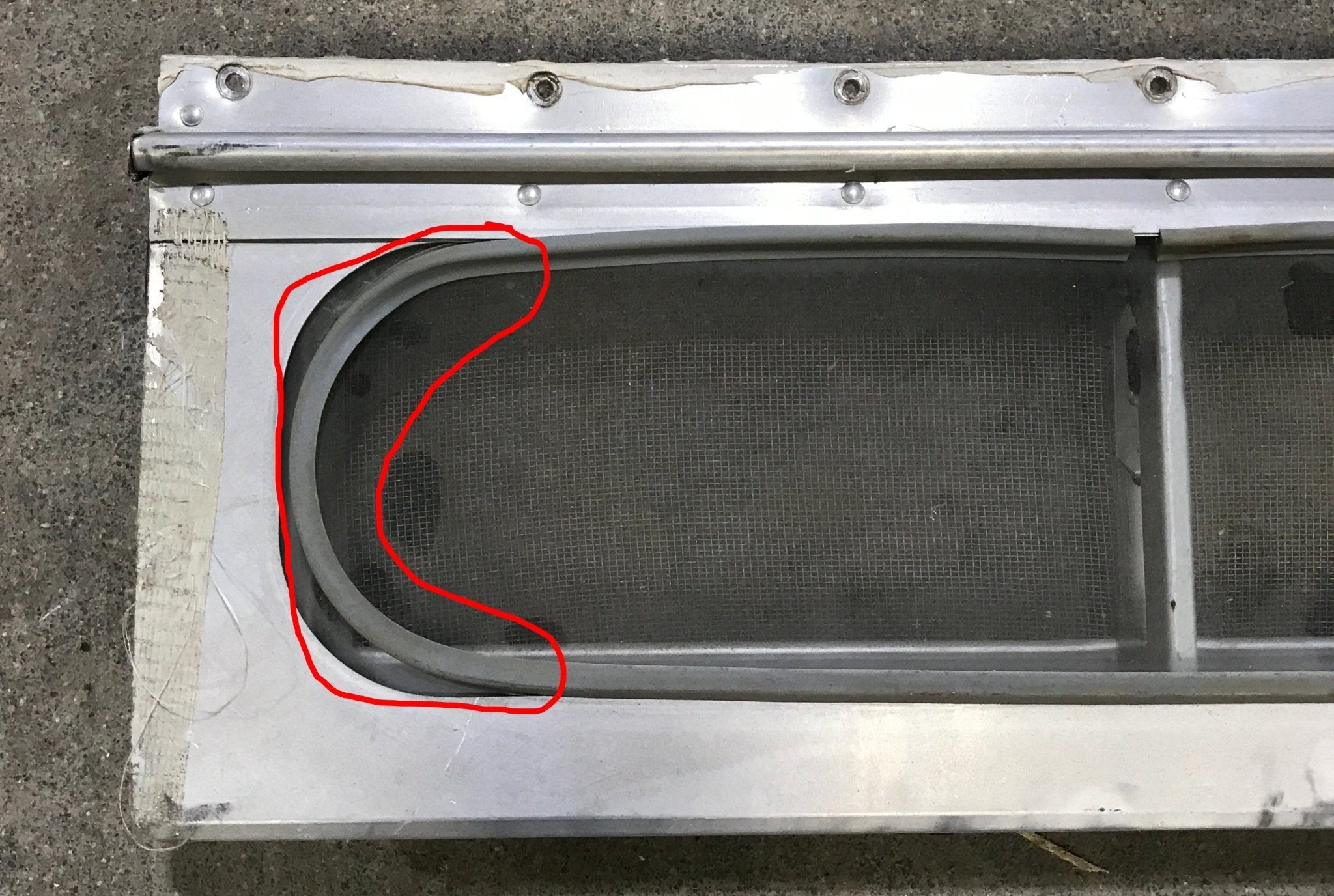 Used Silver Square Opening Window: 17 3/4" W x 5 1/2" H x 3/4" D - Young Farts RV Parts