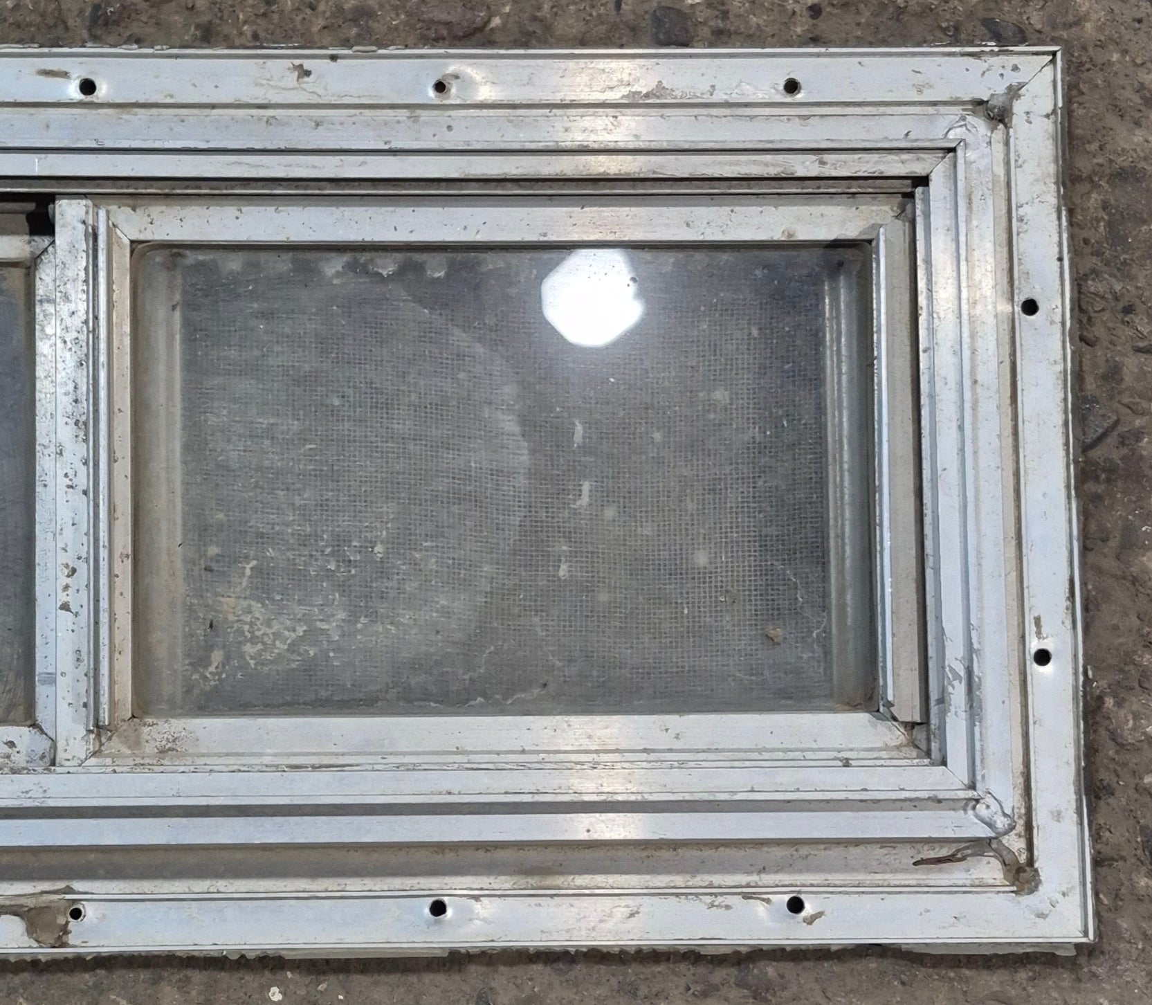 Used Silver Square Opening Window: 20" W x 8" H x 7/8" D - Young Farts RV Parts