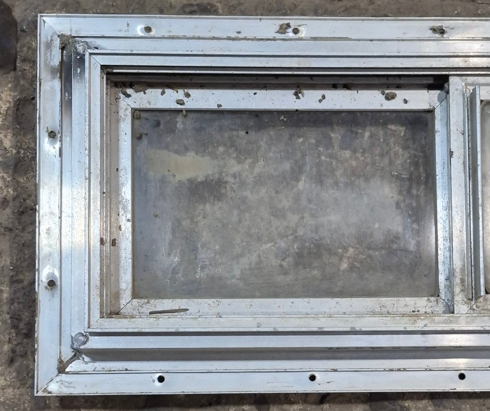 Used Silver Square Opening Window: 20" W x 8" H x 7/8" D - Young Farts RV Parts