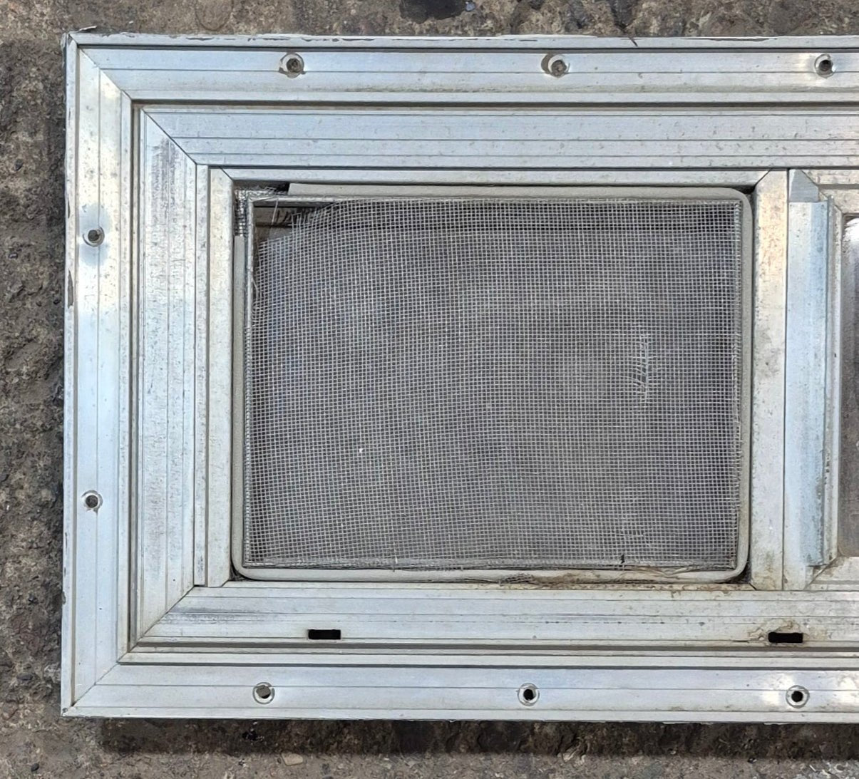 Used Silver Square Opening Window: 20" W x 8" H x 7/8" D - Young Farts RV Parts