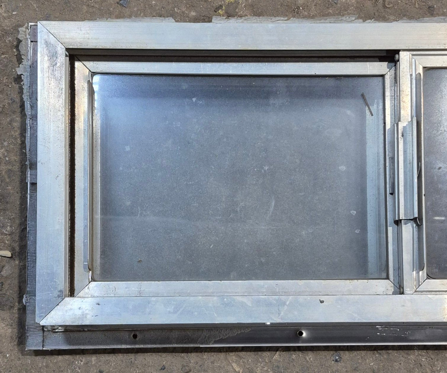 Used Silver Square Opening Window: 24" W x 10" H x 2 1/2" D - Young Farts RV Parts