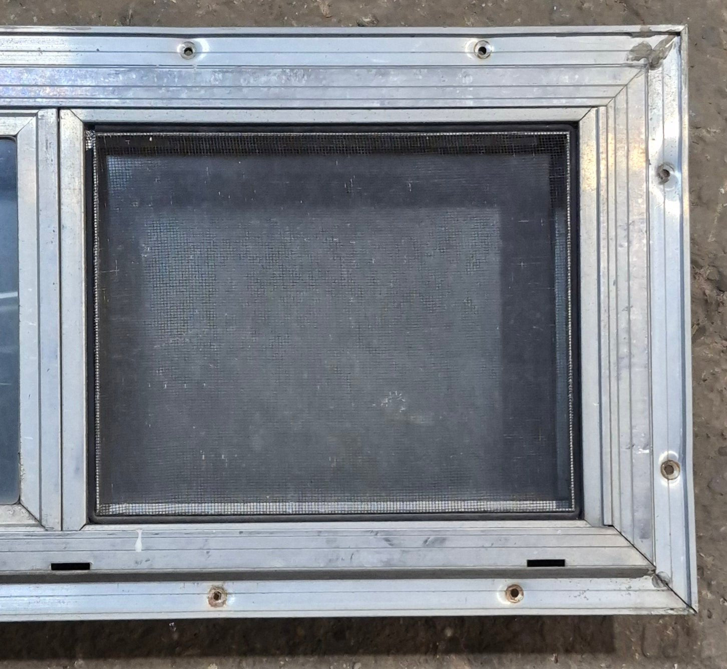 Used Silver Square Opening Window: 24" W x 10" H x 2 1/2" D - Young Farts RV Parts