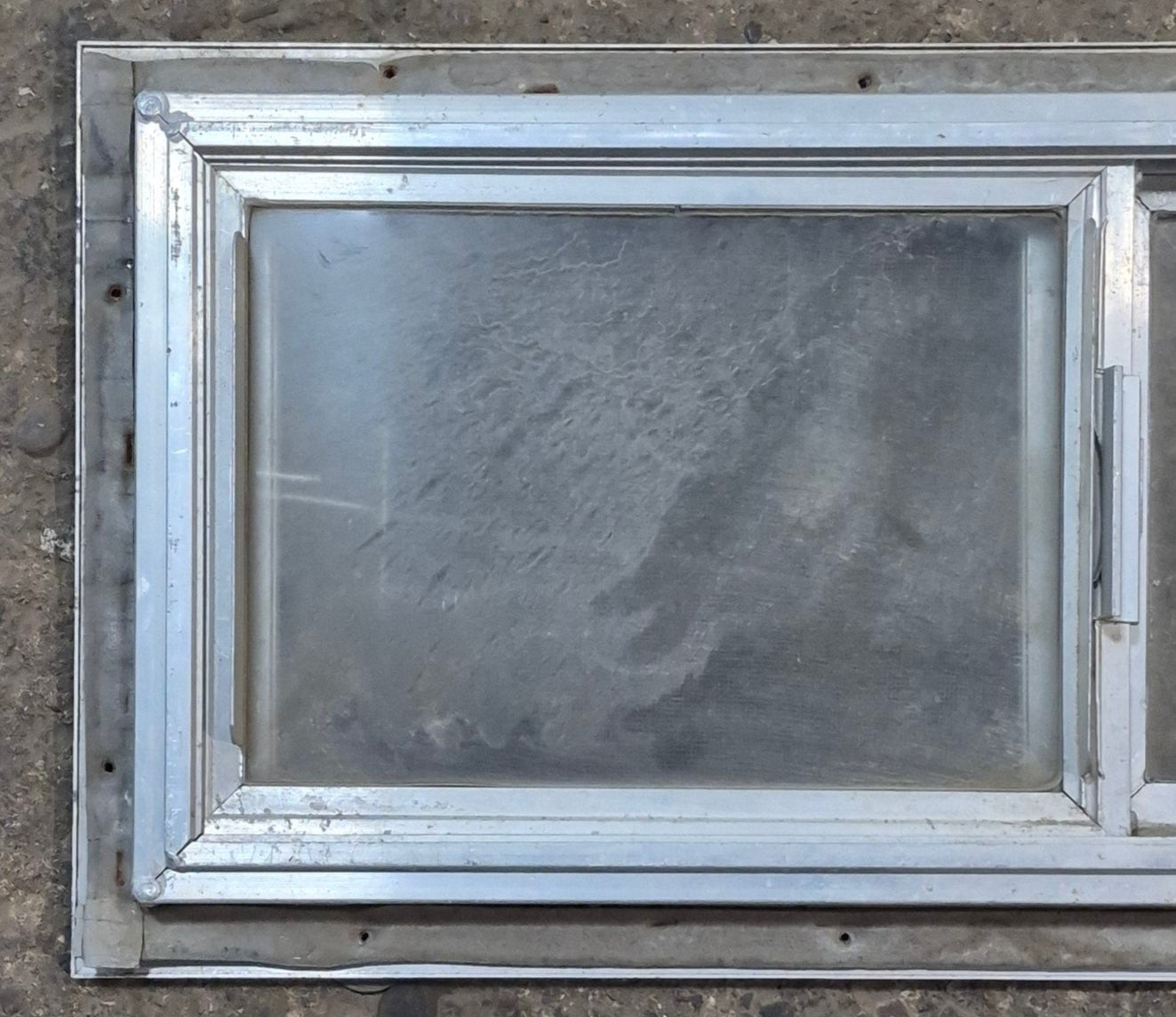 Used Silver Square Opening Window: 24" W x 10" H x 7/8" D - Young Farts RV Parts