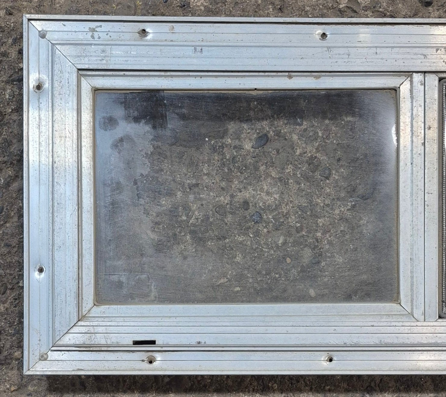 Used Silver Square Opening Window: 24" W x 10" H x 7/8" D - Young Farts RV Parts
