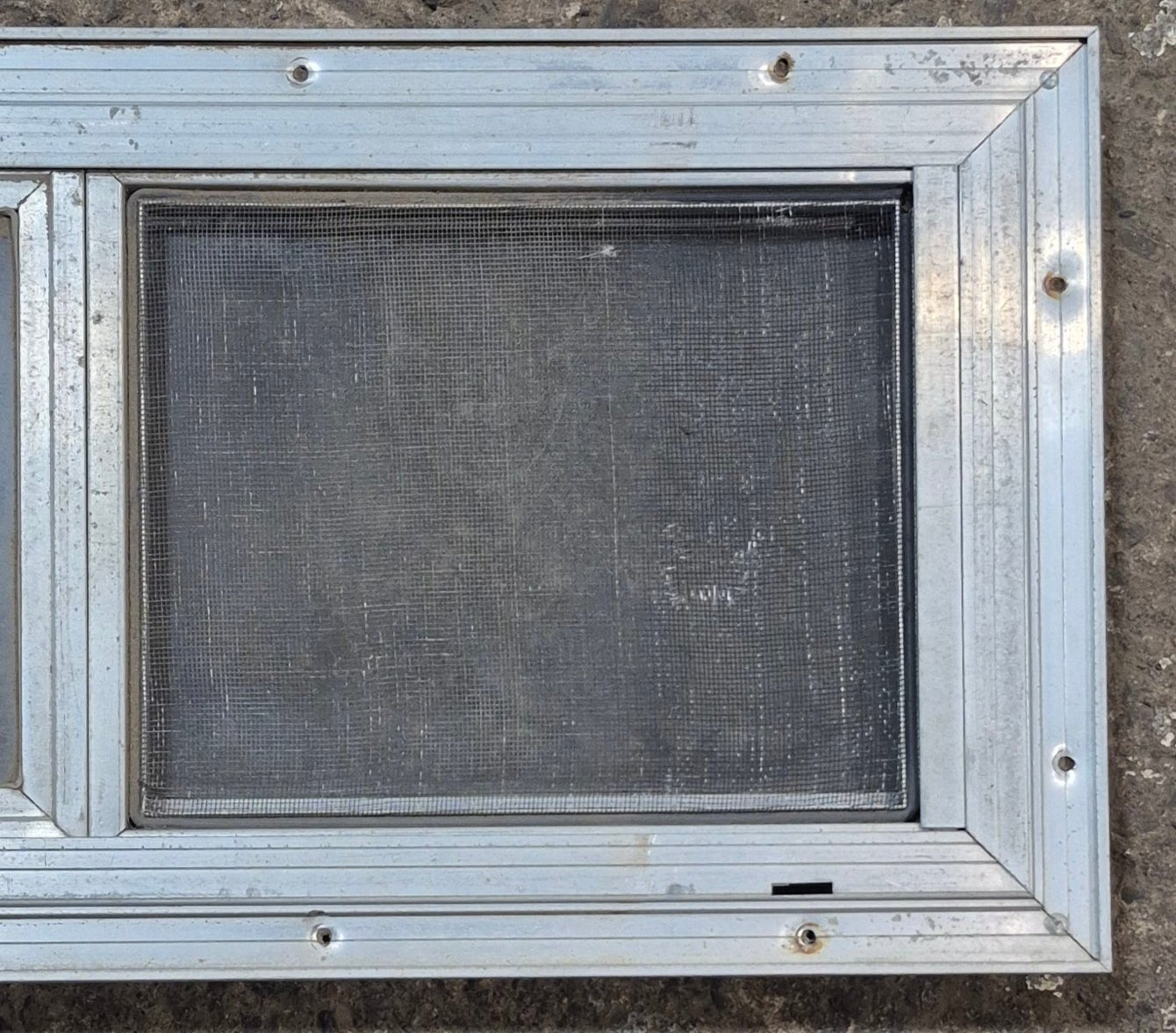 Used Silver Square Opening Window: 24" W x 10" H x 7/8" D - Young Farts RV Parts