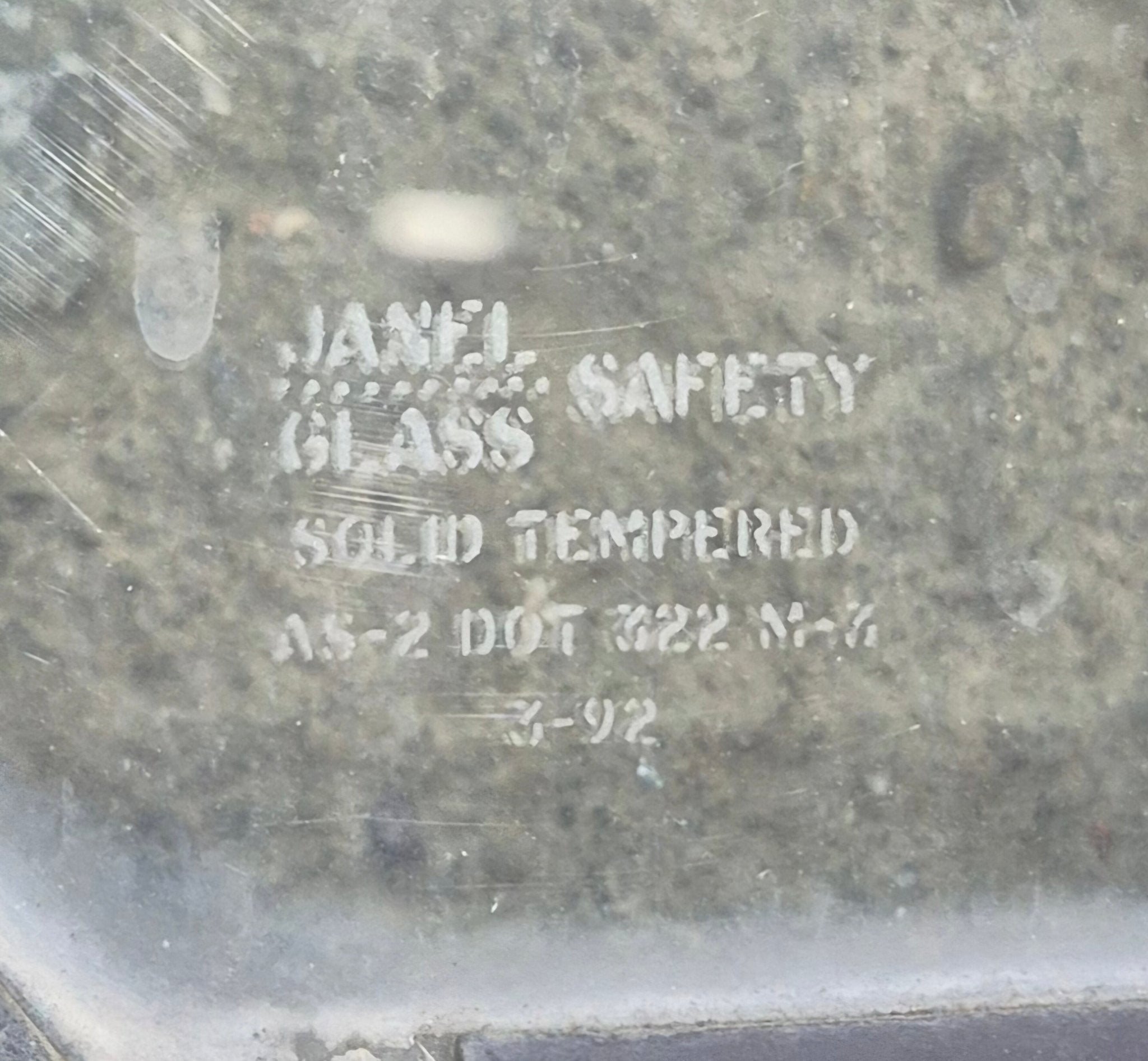 Used Slanted Black Radius Opening Window : 36 1/4" W x 26 1/2" H x 1 3/4" D - Motorhome Front Passenger Side - Young Farts RV Parts