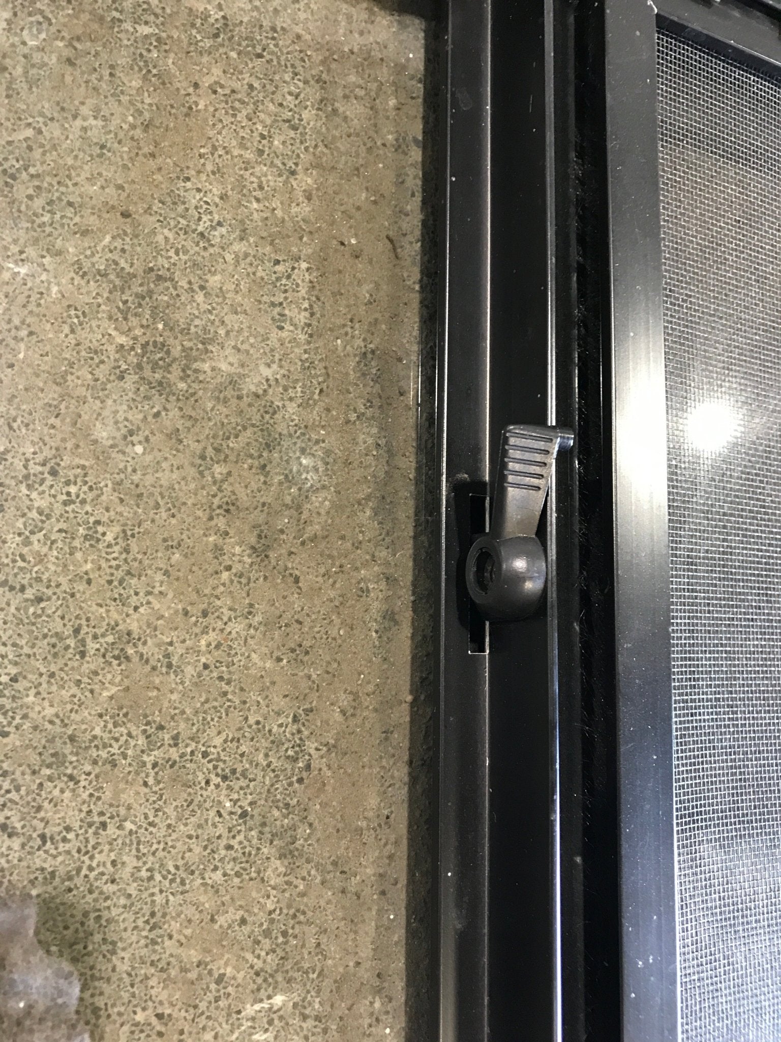 Used Slanted Black Radius Opening Window : 36 3/4" W x 13 1/2" H x 2" D - Young Farts RV Parts