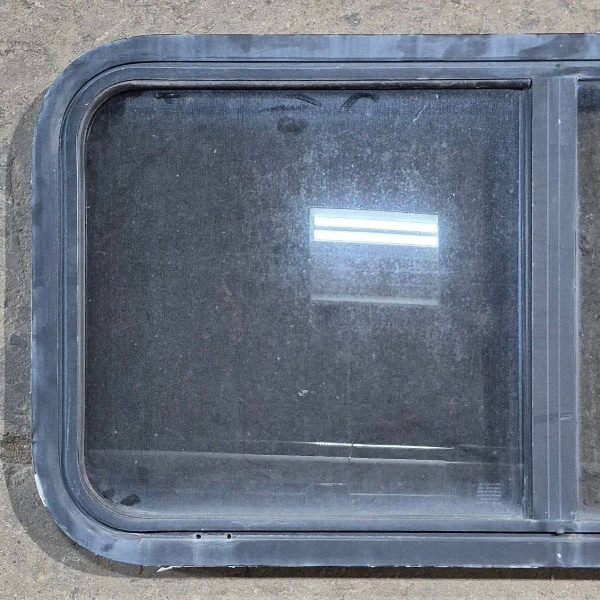 Used Slanted Black Radius Opening Window - 41.75" X 17 1/2" X 1.875" - Young Farts RV Parts