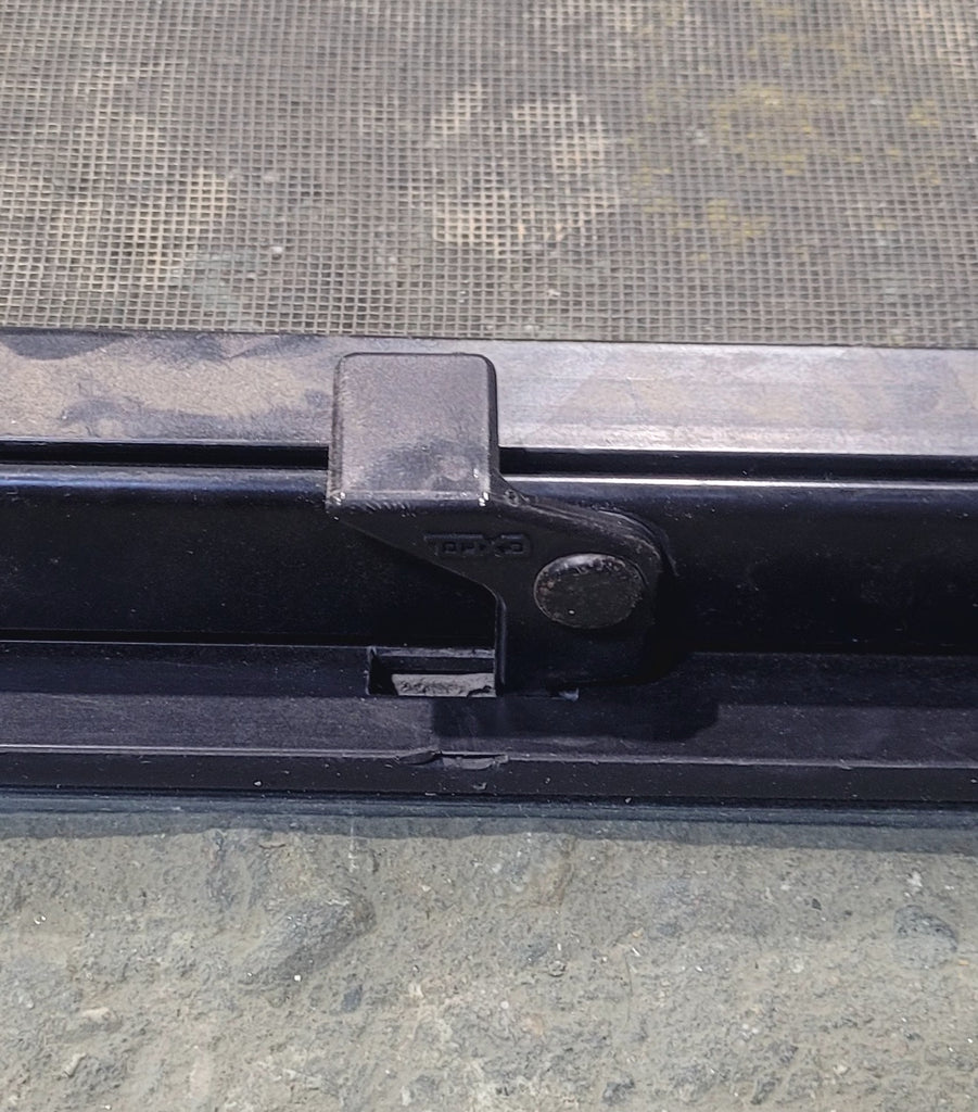 Used Slanted Black Radius Opening Window : 42 1/2" W x 35 1/2" H x 1 3/4" D - Motorhome Front Passenger Side - Young Farts RV Parts