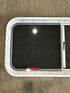 Used Slanted White Radius Emergency Opening Window : 42" W x 17 1/2" H x 2" D - Young Farts RV Parts
