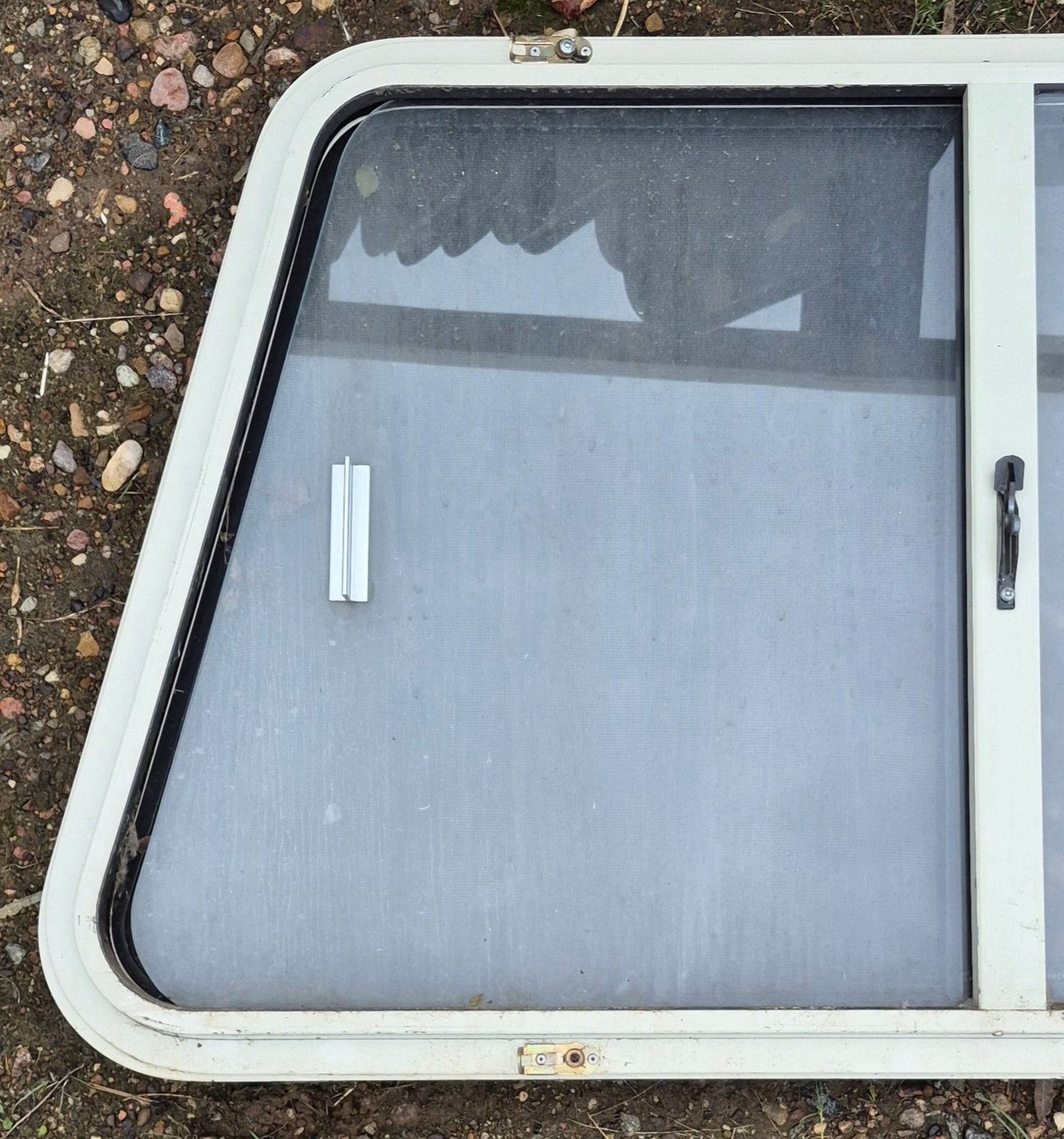 Used Slanted White Radius Opening Window : 35 3/4