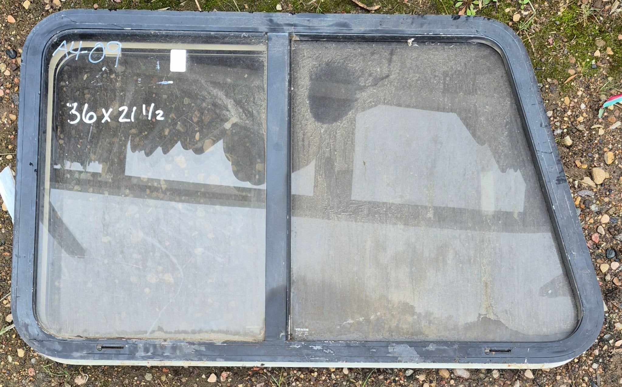 Buy Used Slanted White Radius Opening Window : 36 X 21 1/2 X 3