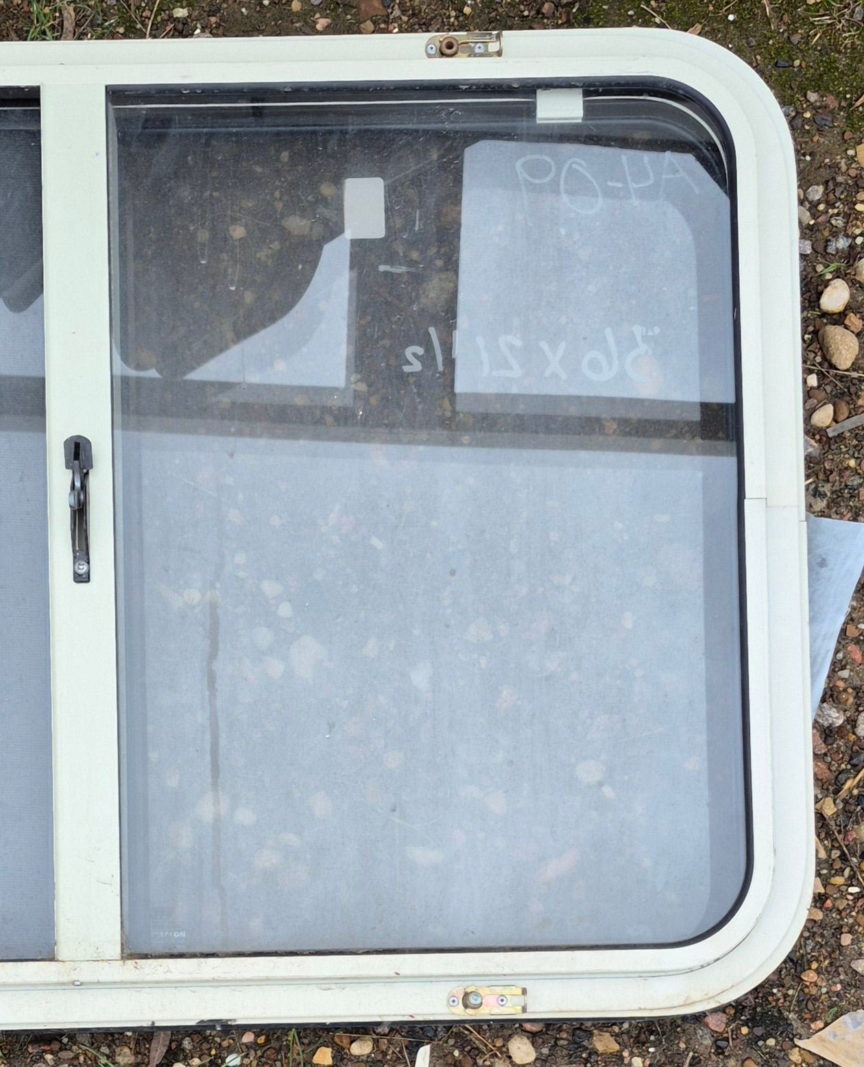 Used Slanted White Radius Opening Window : 35 3/4