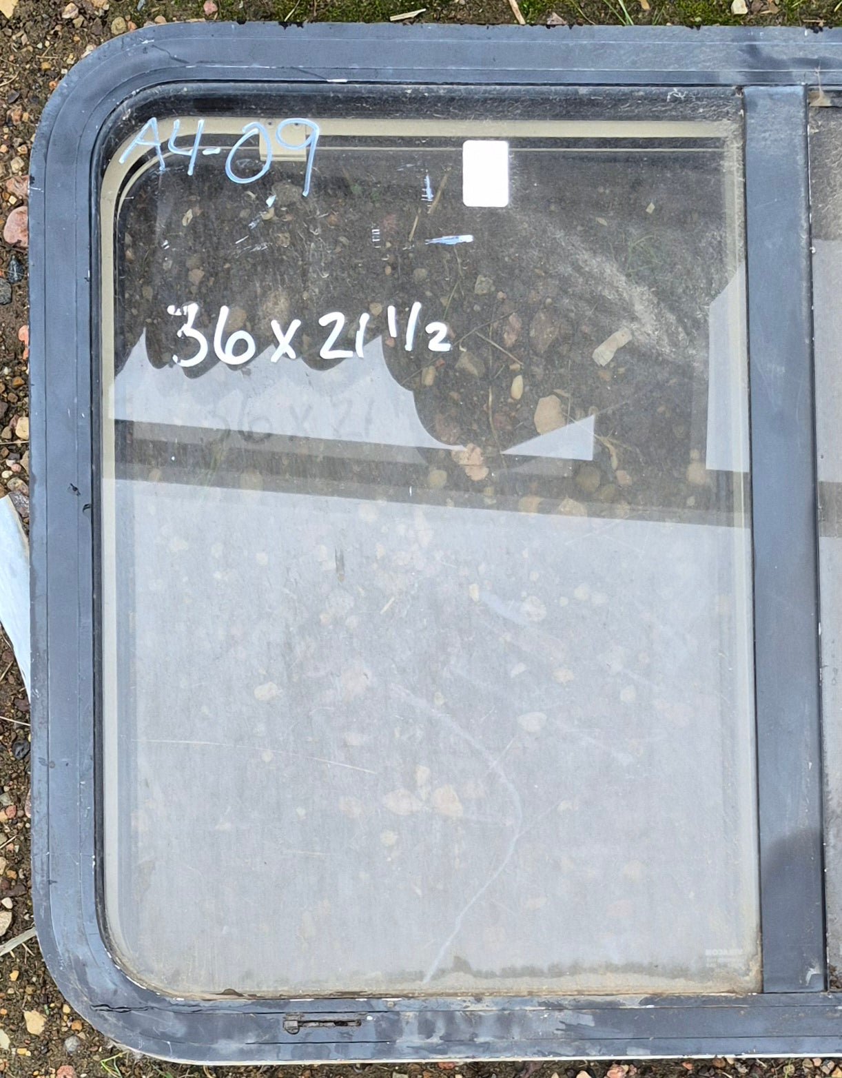 Used Slanted White Radius Opening Window : 35 3/4