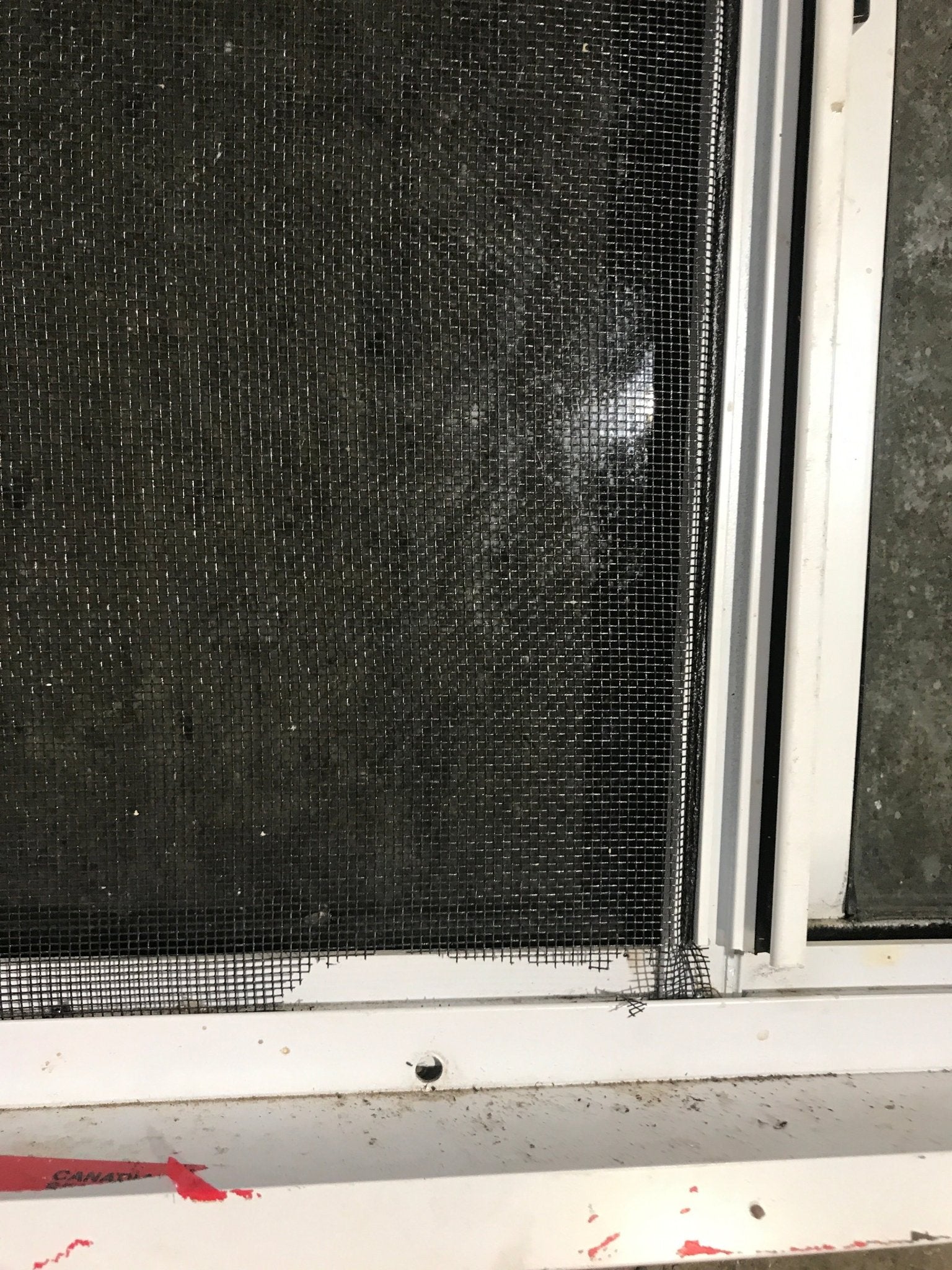 Used Slanted White Radius Opening Window : 37" W x 18 3/4" H x 1 7/8" D - Young Farts RV Parts