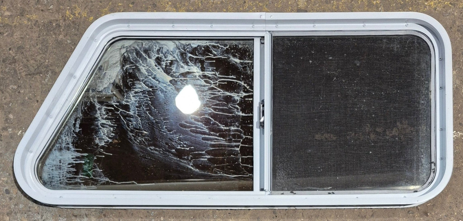 Used Slanted White Radius Opening Window : 41 3/4