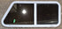 Used Slanted White Radius Opening Window : 41 3/4" W x 17 1/2" H x 1 7/8" D - Young Farts RV Parts