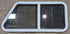 Used Slanted White Radius Opening Window : 41 3/4" W x 18 3/4" H x 1 7/8" D - Young Farts RV Parts