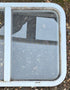 Used Slanted White Radius Opening Window : 41" W x 21" H x 1 1/4" D - Young Farts RV Parts