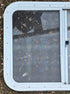 Used Slanted White Radius Opening Window : 41" W x 21" H x 1 1/4" D - Young Farts RV Parts