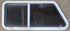 Used Slanted White Radius Opening Window : 42" W x 17 1/2" H x 1 7/8" D - Young Farts RV Parts