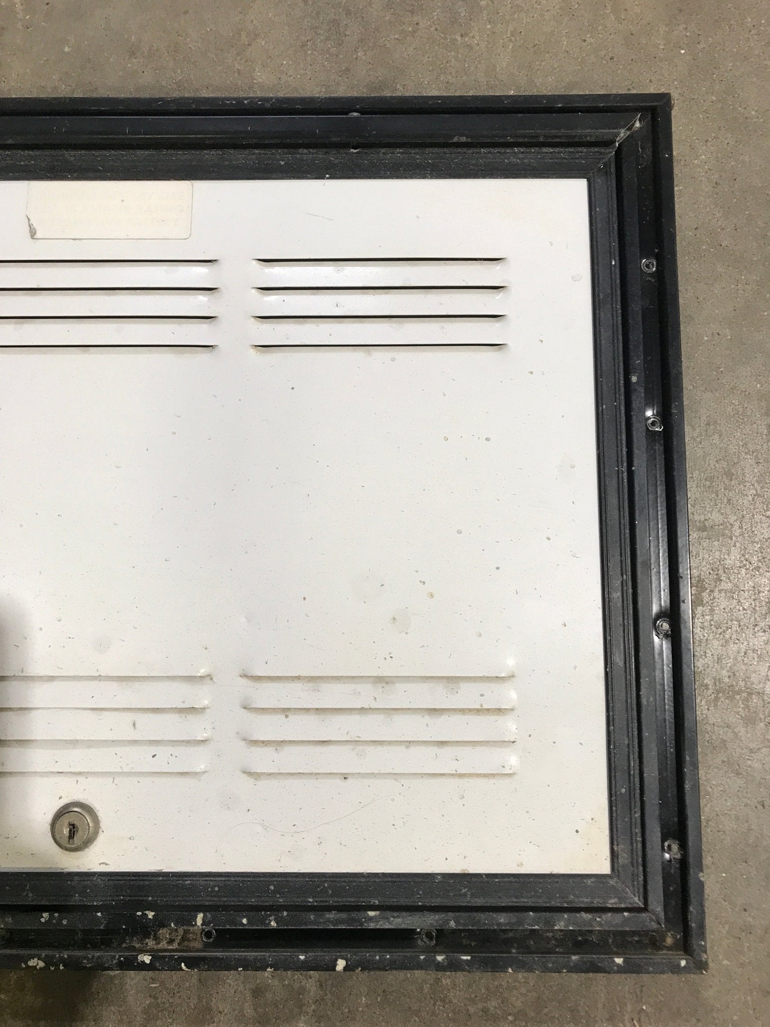 Used Square Cornered Battery/ Propane Cargo Door 20 3/4" x 14 3/4" x 3/4 "D - Young Farts RV Parts