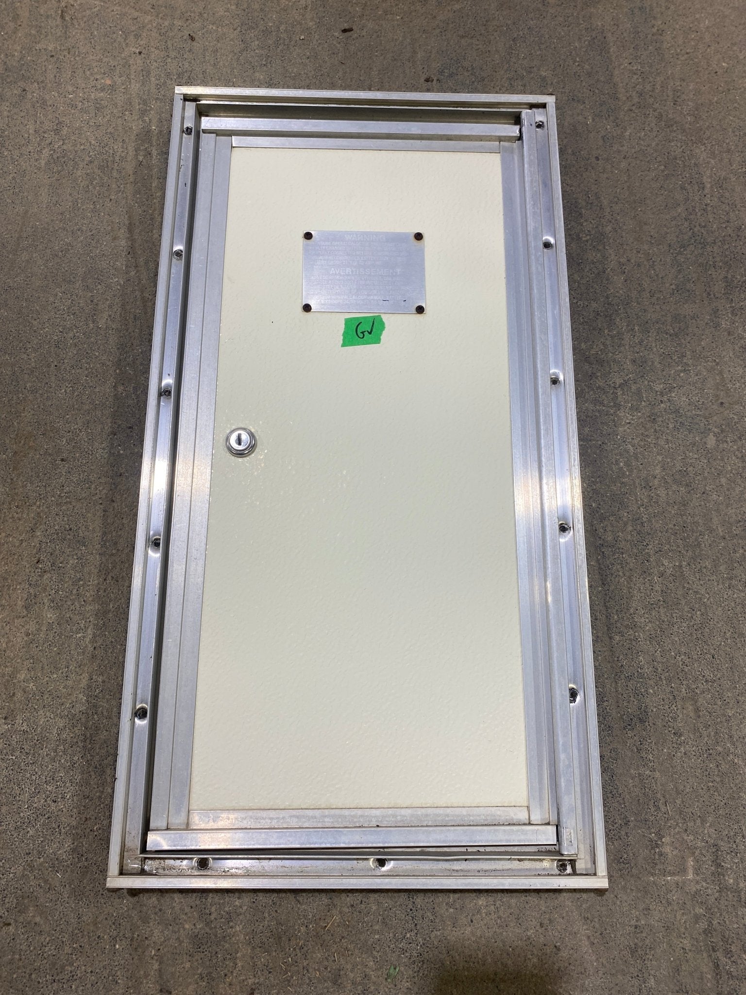 Used Square Cornered Cargo Door 10 1/2" W x 22 1/2 H x 1" D - Young Farts RV Parts