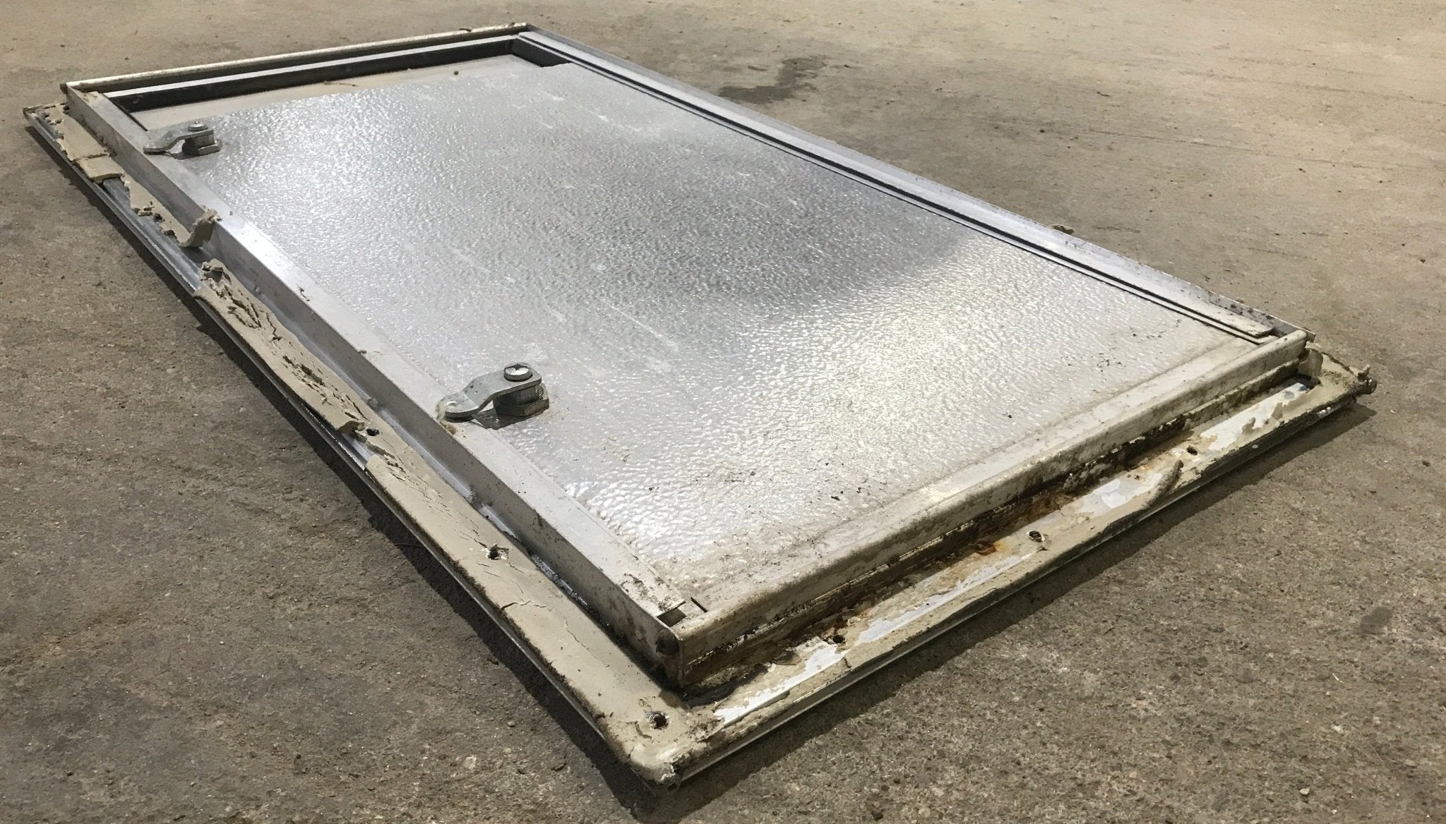 Used Squared Cornered Battery/Propane Cargo Door 28 3/4" x 14 3/4" x 3/4 "D - Young Farts RV Parts