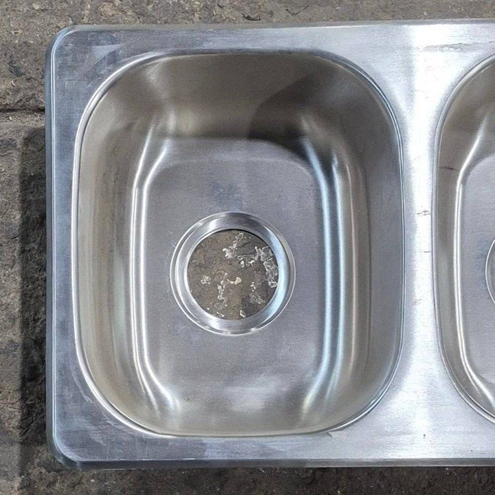 Used Stainless Steel Double Kitchen Sink - 25 1/8" X 13 1/8" - Young Farts RV Parts