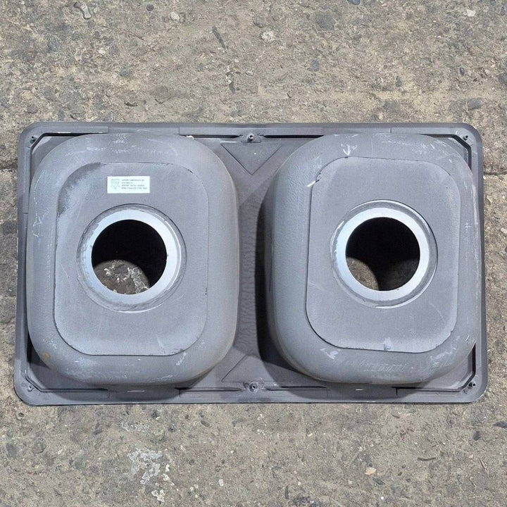 Used Stainless Steel Double Kitchen Sink - 25 1/8" X 13 1/8" - Young Farts RV Parts