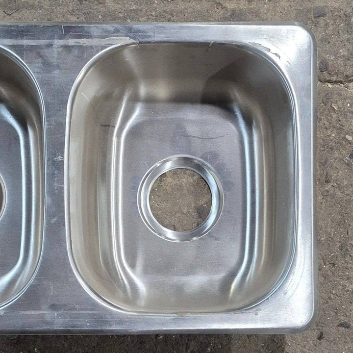 Used Stainless Steel Double Kitchen Sink - 25 1/8" X 13 1/8" - Young Farts RV Parts
