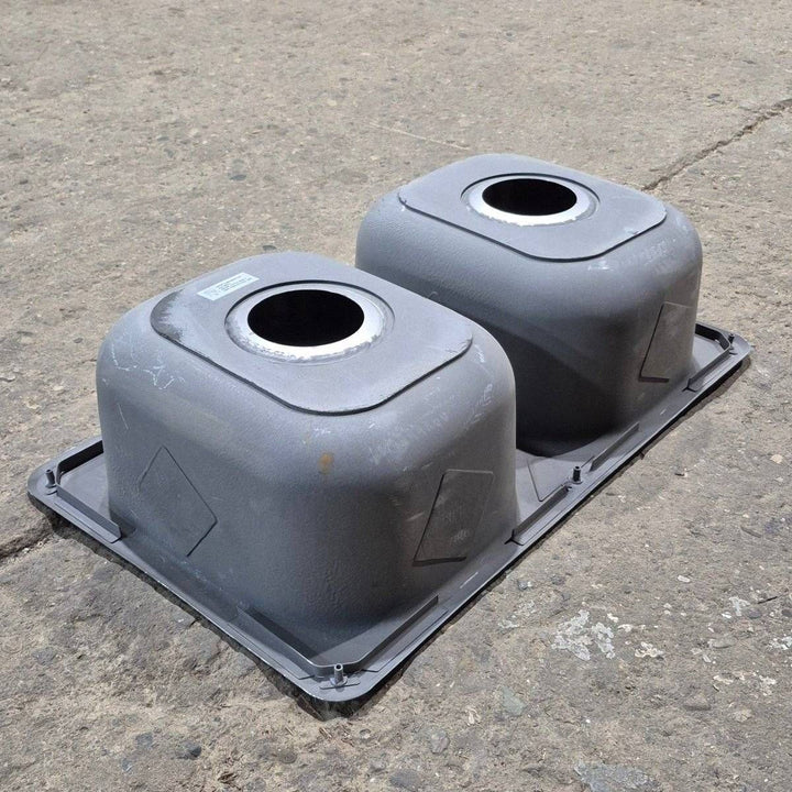 Used Stainless Steel Double Kitchen Sink - 25 1/8" X 13 1/8" - Young Farts RV Parts