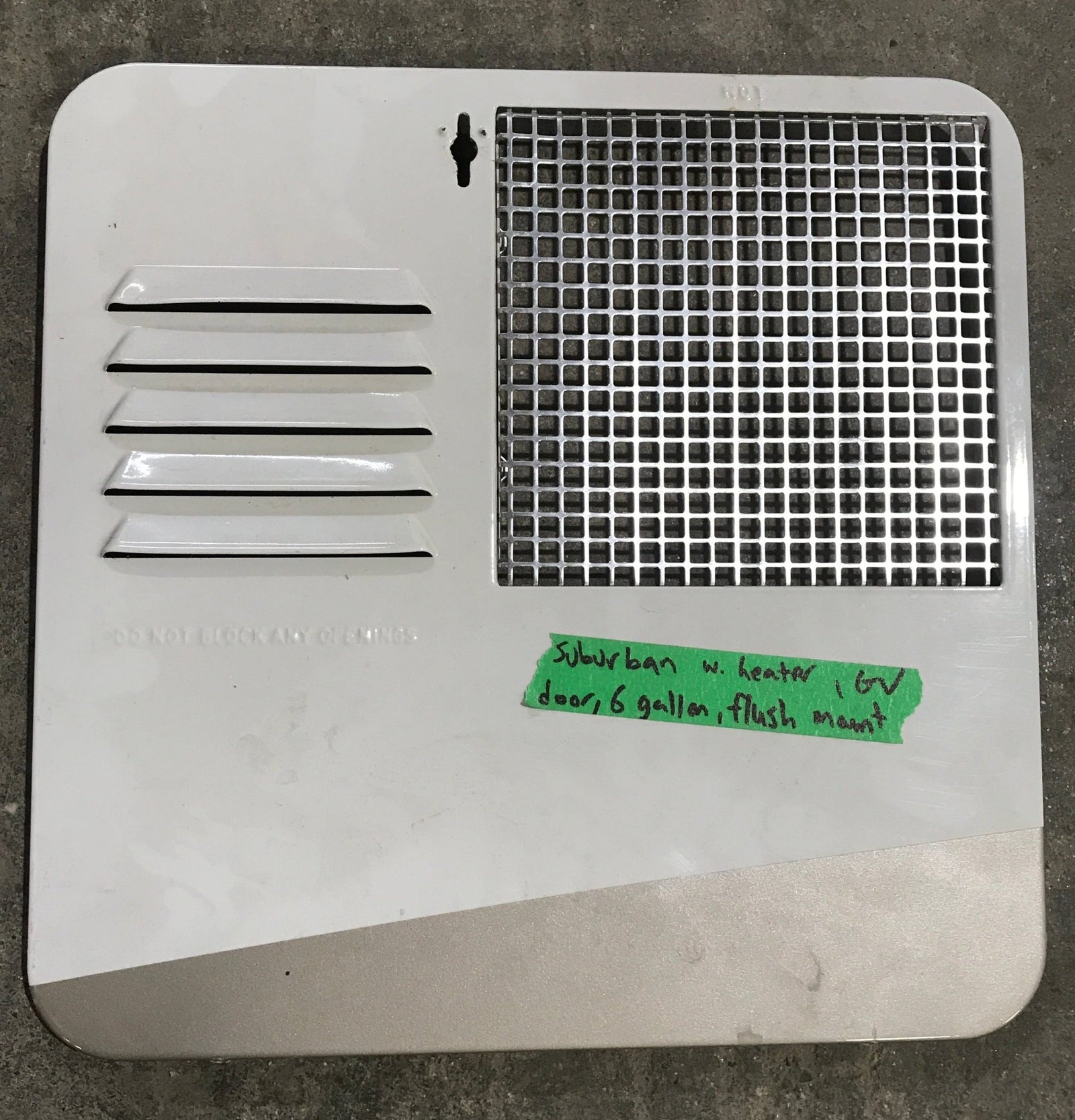 Used Suburban 6 Gallon Water Heater Access Door, Flush Mount (no frame), Beige - Young Farts RV Parts