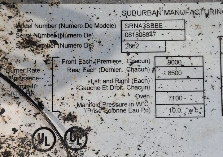 Used Suburban Range Stove 3 Burner - SRNA3SBBE - Young Farts RV Parts