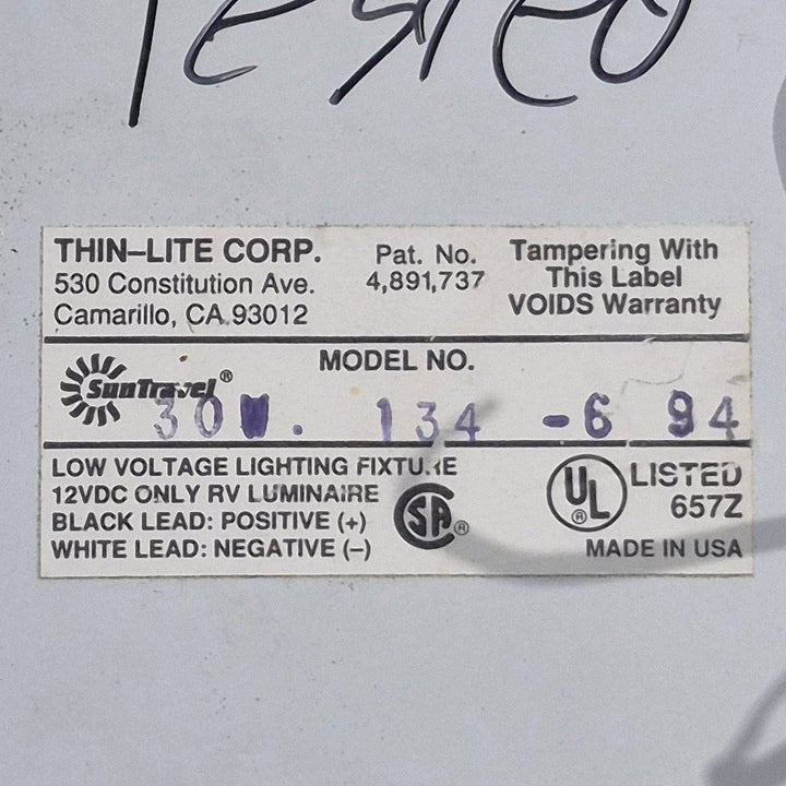 Used Thin-Lite Dual Fluorescent Light Fixture - Model 134 - Young Farts RV Parts