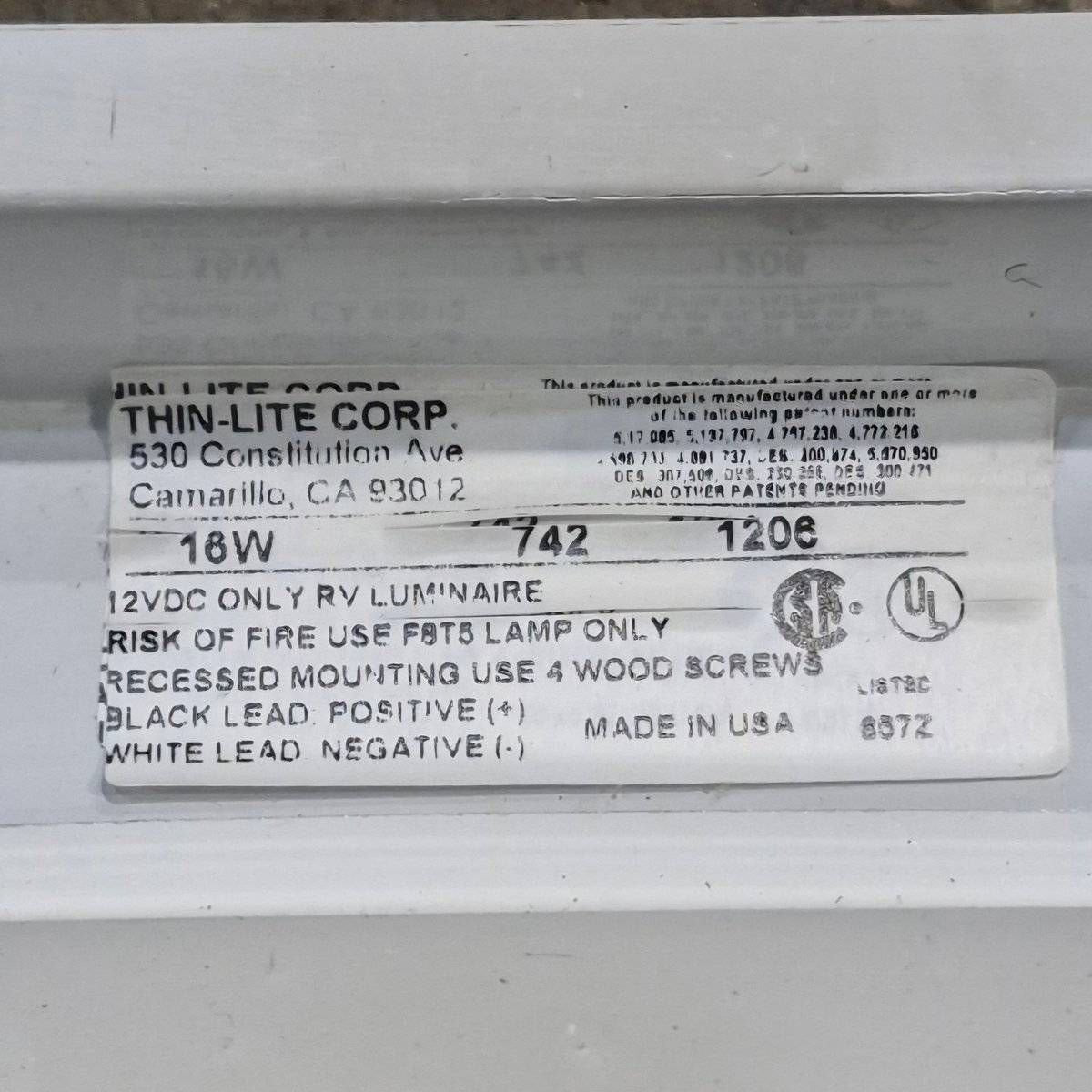 Used Thin - Lite Dual Fluorescent Light Fixture - Model 742 - Young Farts RV Parts