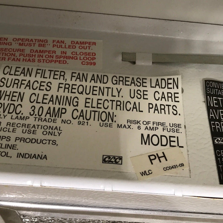 Used Ventline RV Range Hood Fan CC0431-09 - Young Farts RV Parts