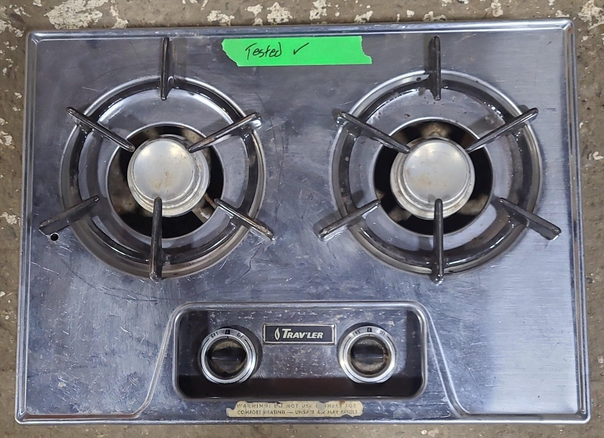 Used VINTAGE/ RETRO 2 Burner RV Range / Cooktop - Underwriters' Laboratories of Canada (ULC) 302-20 - Young Farts RV Parts