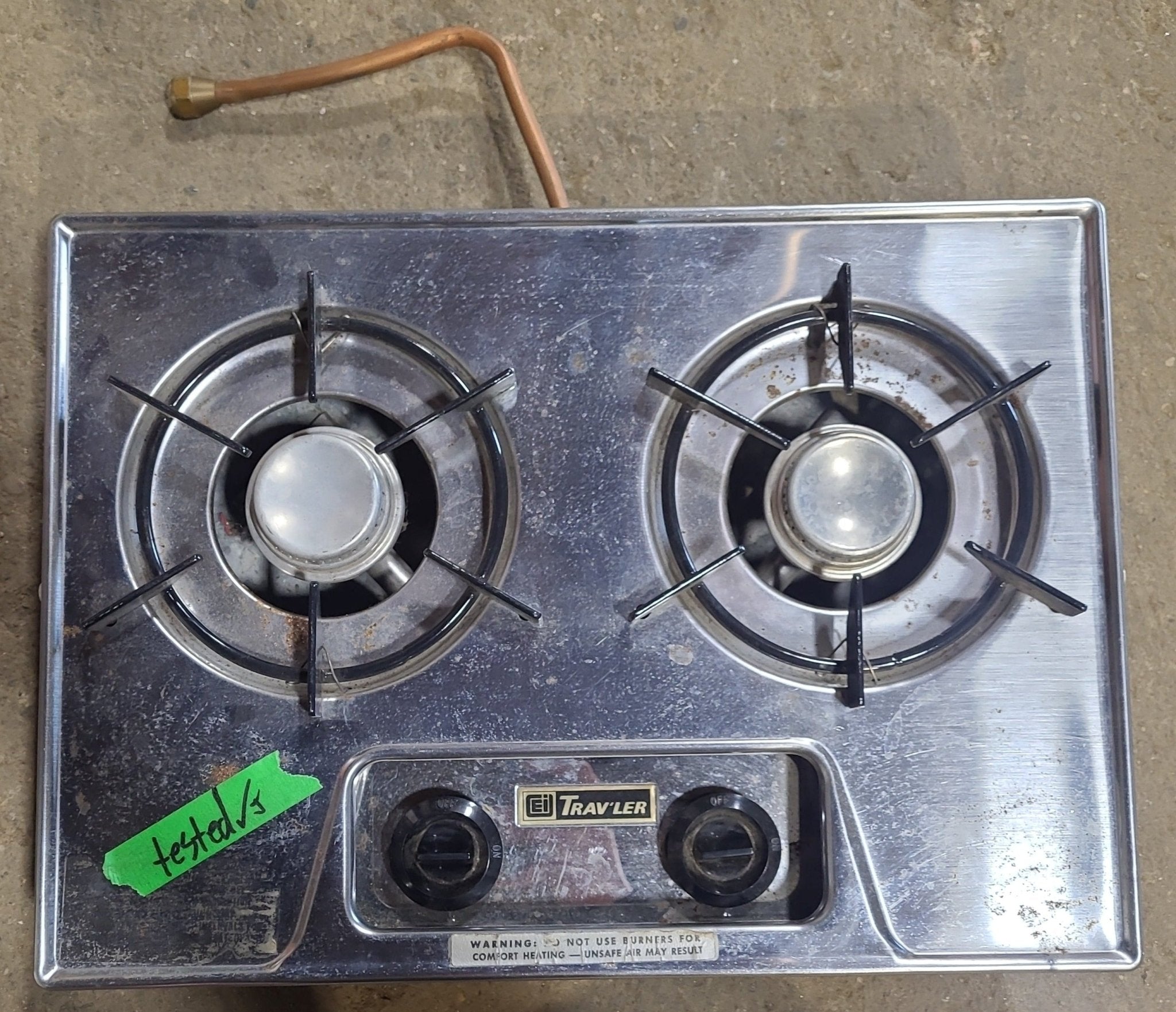 Used VINTAGE/ RETRO 3 Burner RV Range / Cooktop - Underwriters' Laboratories of Canada (ULC) 302-20 - Young Farts RV Parts