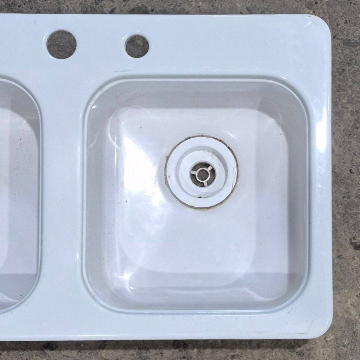 Used White Double Kitchen Sink - 29" x 17 1/2" x 9 1/2" - Young Farts RV Parts