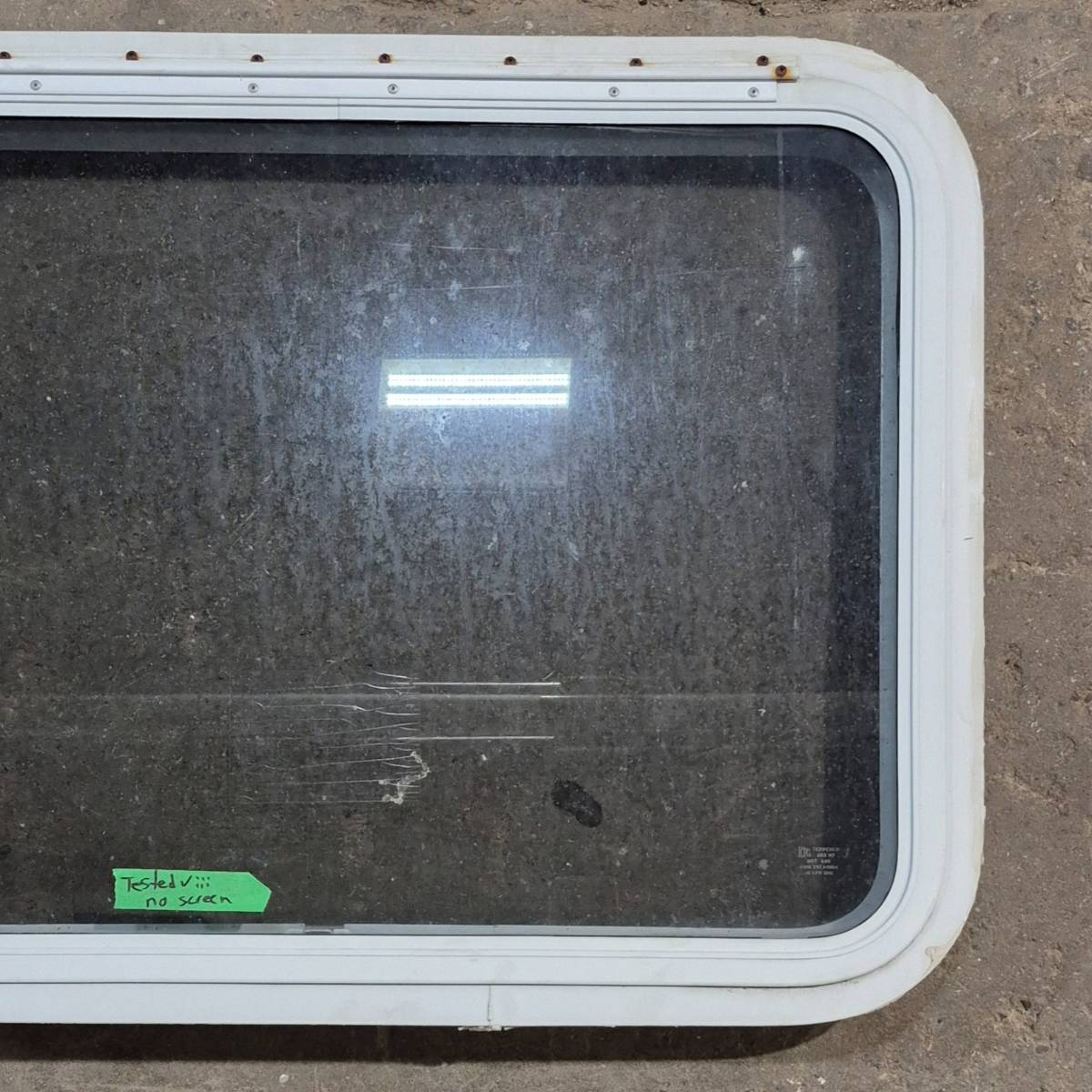 Used White Emergency Radius Opening Window - 29.25 X 21.25 X 1.875 - Young Farts RV Parts